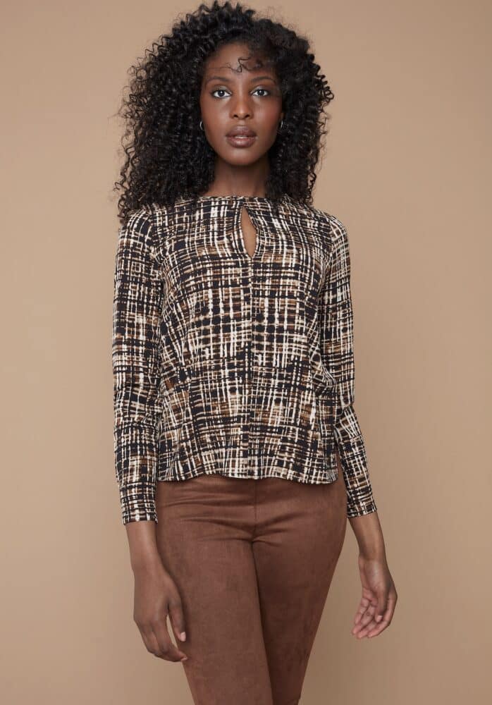 WICKER CREPE LONG SLEEVE TOP