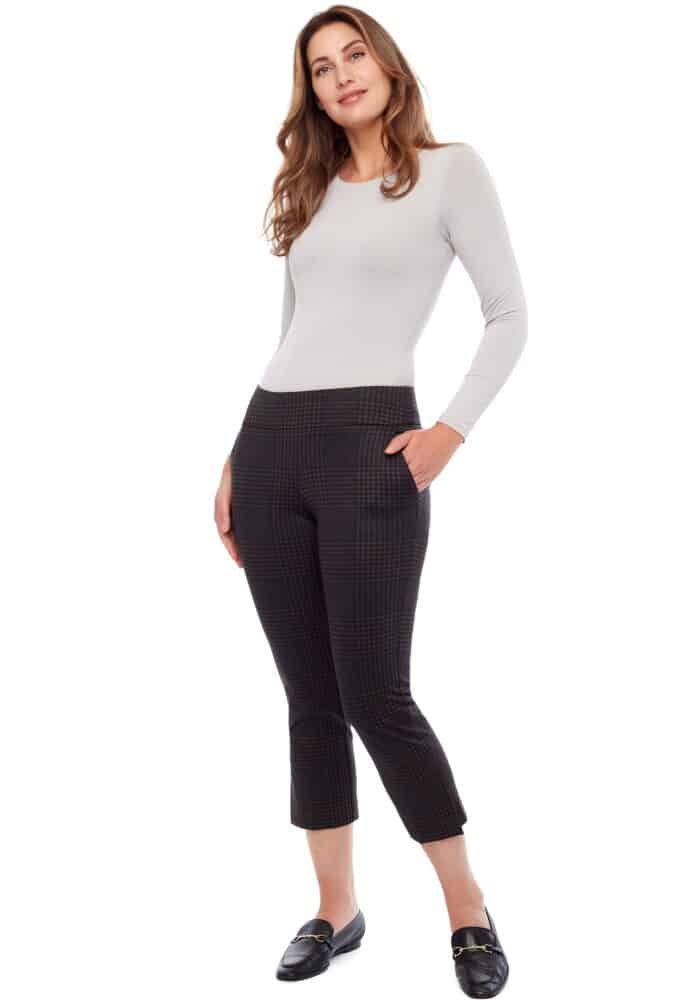 PONTE ESSEX PLAID SLIM LEG CROP