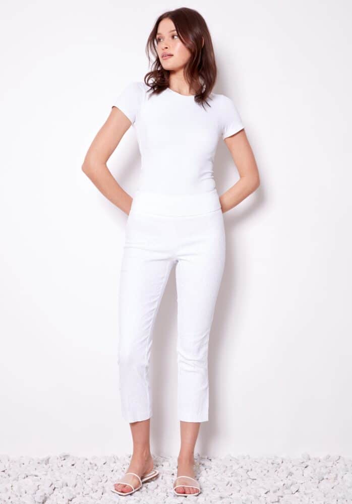 SOLID TEXTURED JACQUARD CROPPED PANT