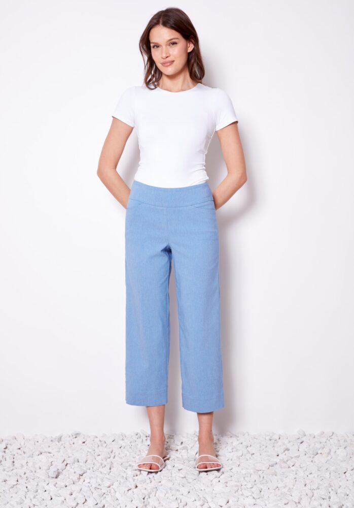 LINEN EFFECT TECHNO CROPPED PANT