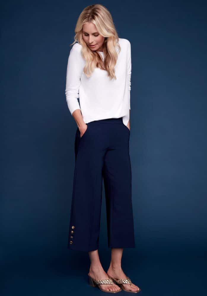 SOLID AMALFI WIDE-LEG CROPPED PANT