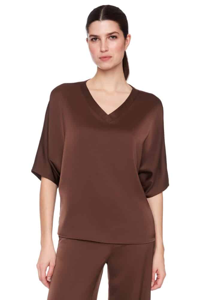 SOLID BELIZE SATIN V-NECK T-SHIRT