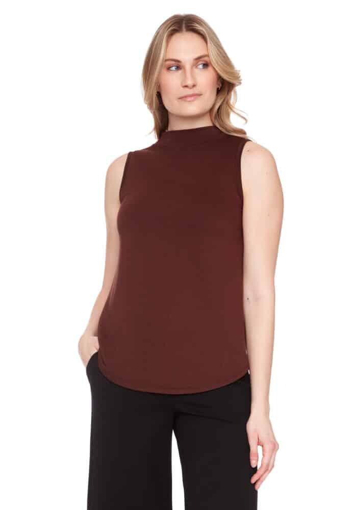 SOLID PROVENCE SLEEVELESS TURTLENECK TOP