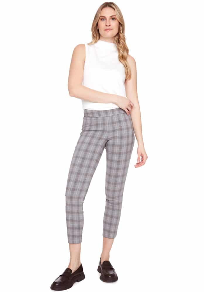 ASHVILLE PLAID TECHNO PETAL-SLIT ANKLE PANT