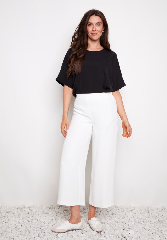 VEGAN SILK WIDE LEG CROPPED PANT