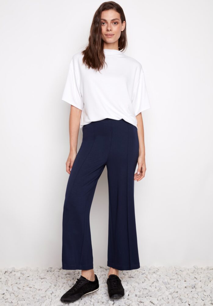 PROVENCE WIDE LEG PINTUCK CROPPED PANT